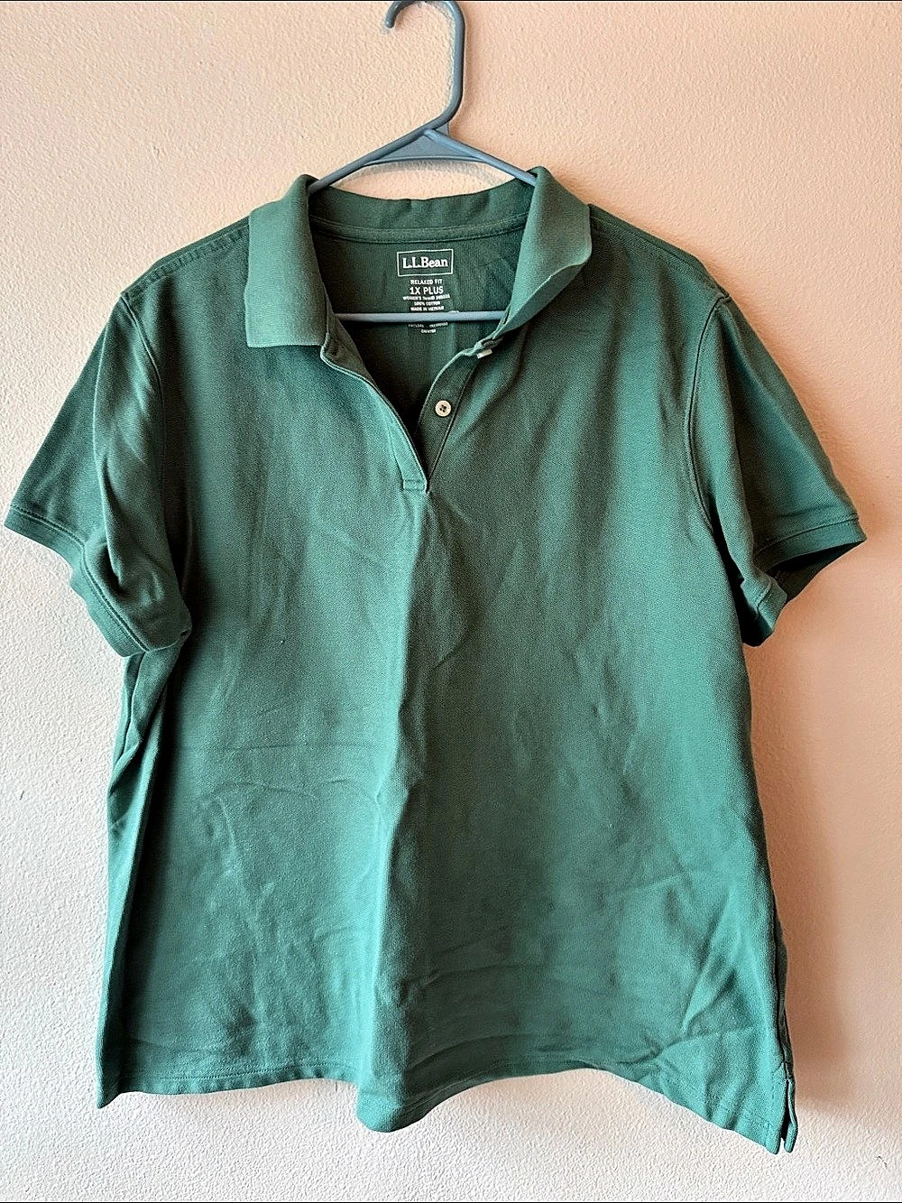 L.L.Bean Relaxed Fit Polo 1X Plus Women's Cotton Green 1X
